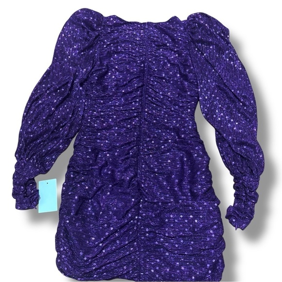 NWT For Love & Lemons Purple Sparkly 80s Inspired La Villette Mini Dress Medium - Picture 3 of 14
